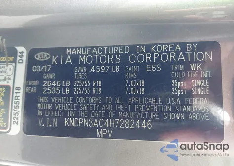 2017 Kia Sportage Ex from USA, damaged, VIN KNDPN3AC4H7282446